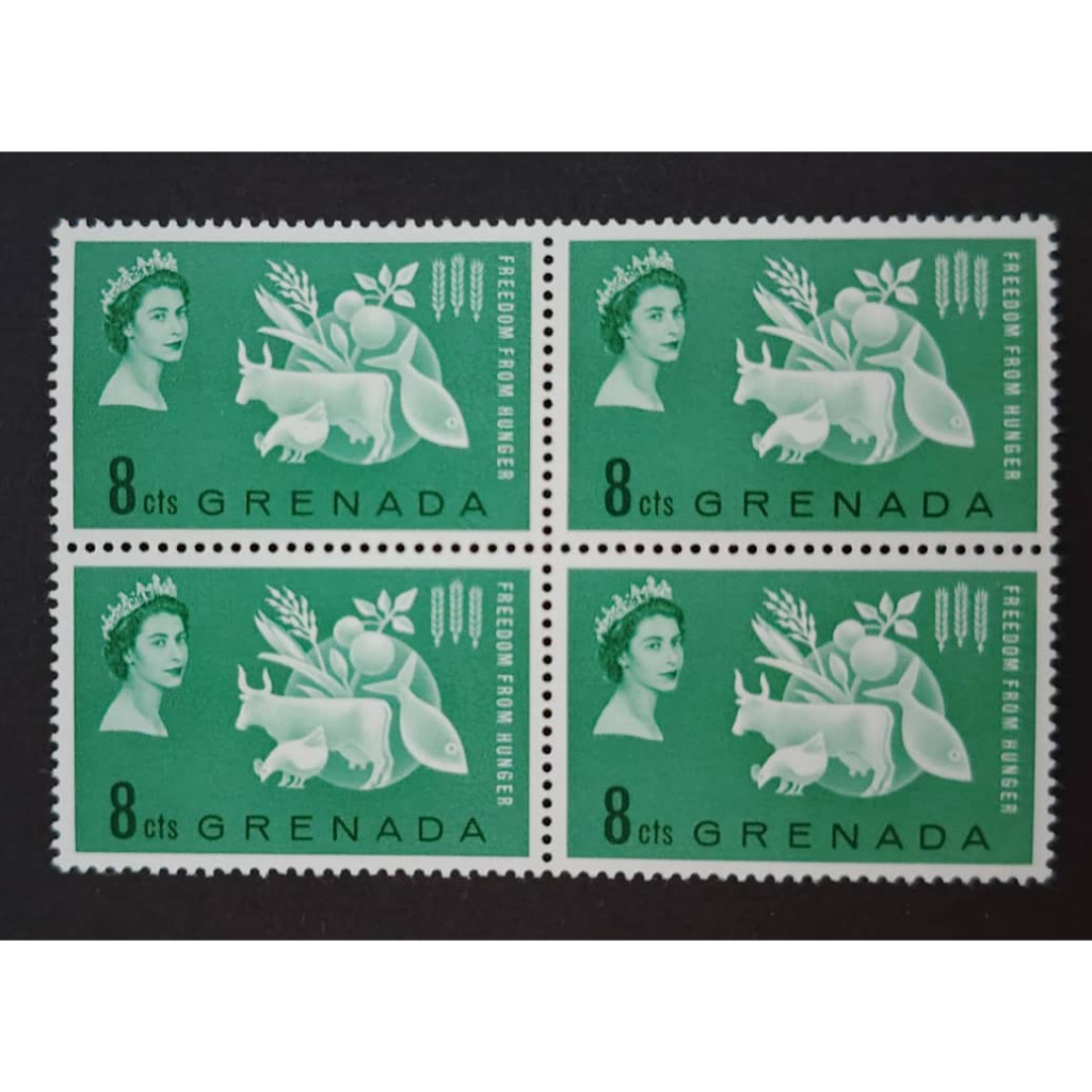 GRENADA, 1963 Freedom จาก Hunger, MINT, COMPLETE SET, BLOCK OF 4
