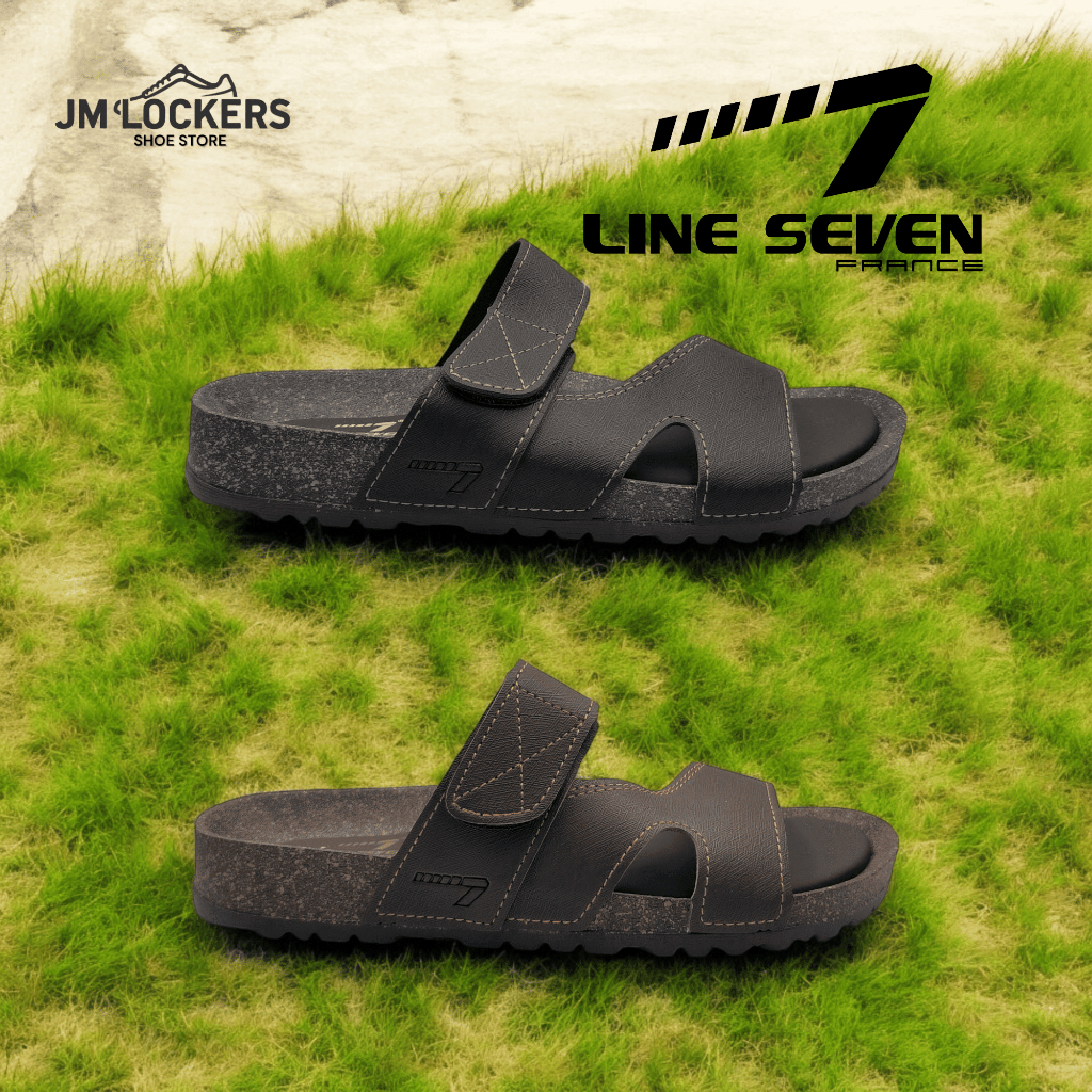 LINE 7 รองเท้าแตะหนังผู้ชายสังเคราะห์/รองเท้าแตะ/Selipar Lelaki/Sandal Lelaki L7-E3011