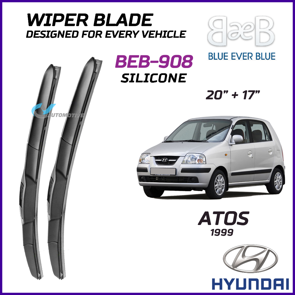 BEB SILICONE ใบปัดน้ําฝน (20"+17") ชุดสําหรับ HYUNDAI ATOS 1999 พร้อมการออกแบบ Aerodynamic BEB-908