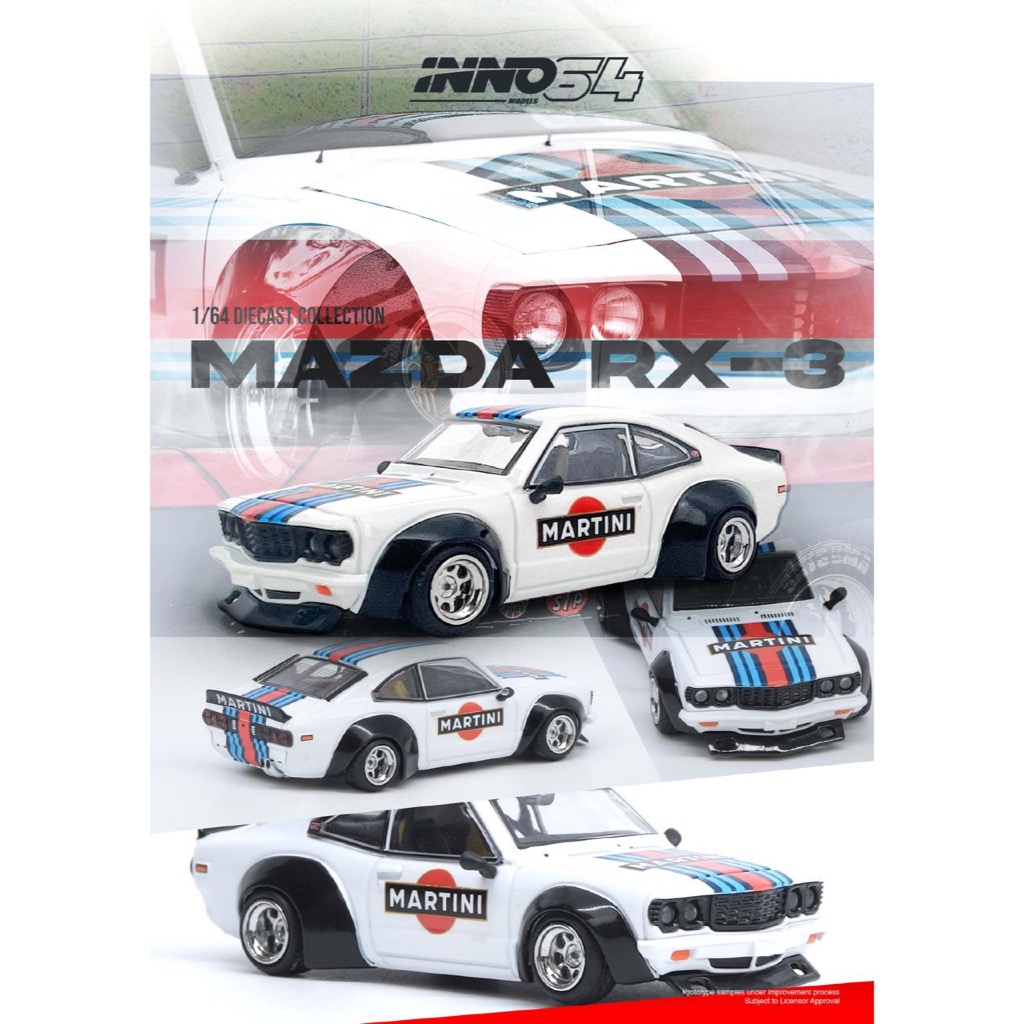 INNO MODELS INNO64 1/64 IN64-RX3-MTN MAZDA SAVANNA RX3 "MARTINI RACING" LIVERY