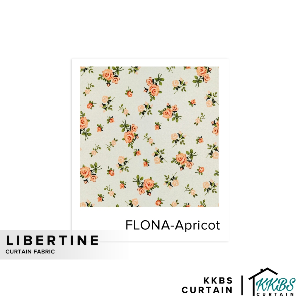 KKBS CURTAIN Libertine Flona Curtain Cloth Cut by Meter - แอปริคอท (126")