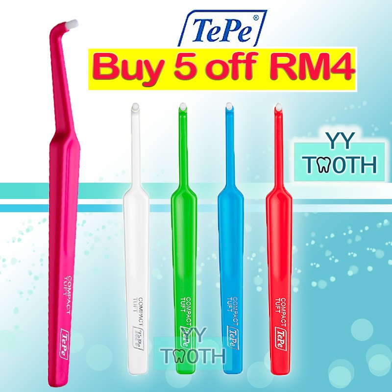 D4G berus gigi TEPE berus gigi แปรงสีฟัน gosk gigi TePe Compact Tuft (ผลิตในสวีเดน)