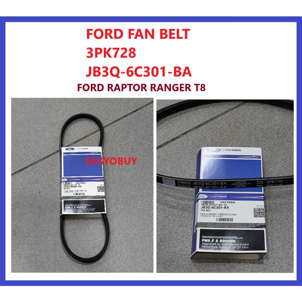 FORD FAN BELT 3PK728 JB3Q-6C301-BA FORD RAPTOR RANGER T8