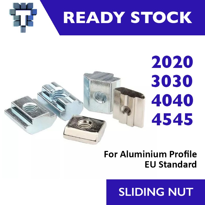 T เลื่อนถั่ว T Slot Nuts T Block Square Nuts สําหรับอลูมิเนียมโปรไฟล์ Extrusion 2020 3030 4040 4545