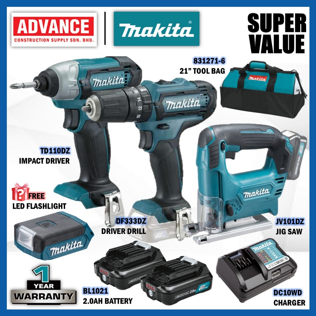 🔥ซุปเปอร์ ค่า🔥 MAKITA 12Vmax Wireless Combo ( TD110DZ 12V Impact Driver / DF333DZ 12V Driver Drill /