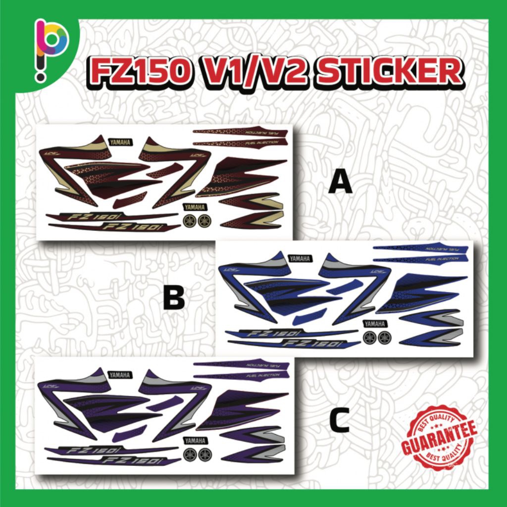 FZ150i V1 V2 BODY COVER SET STICKER STRIPE COVER SET (2007-2013)