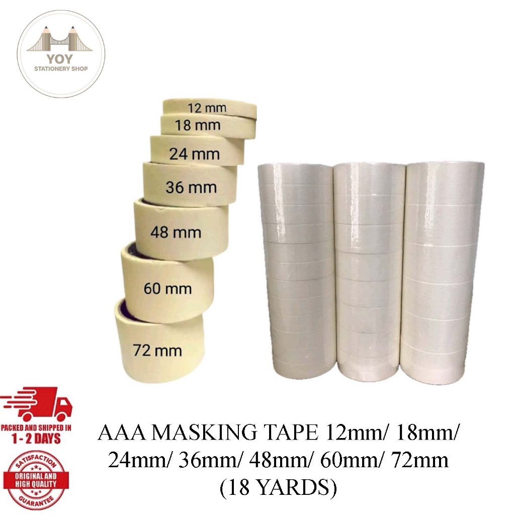 เทปมาส์กหน้า AAA 12 มม./ 18 มม./ 24 มม./ 36 มม./ 48 มม./ 60 มม./ 72 มม. (12/18 YARDS)