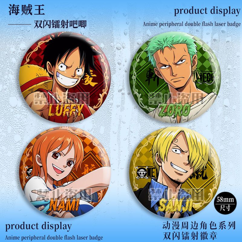 One Piece อะนิเมะ Luffy Nami Zoro Sanji 58 มม.Lanceana Butang Pin อะนิเมะ Bitton Badge พร้อม Pin เข็มกลัดคลิป