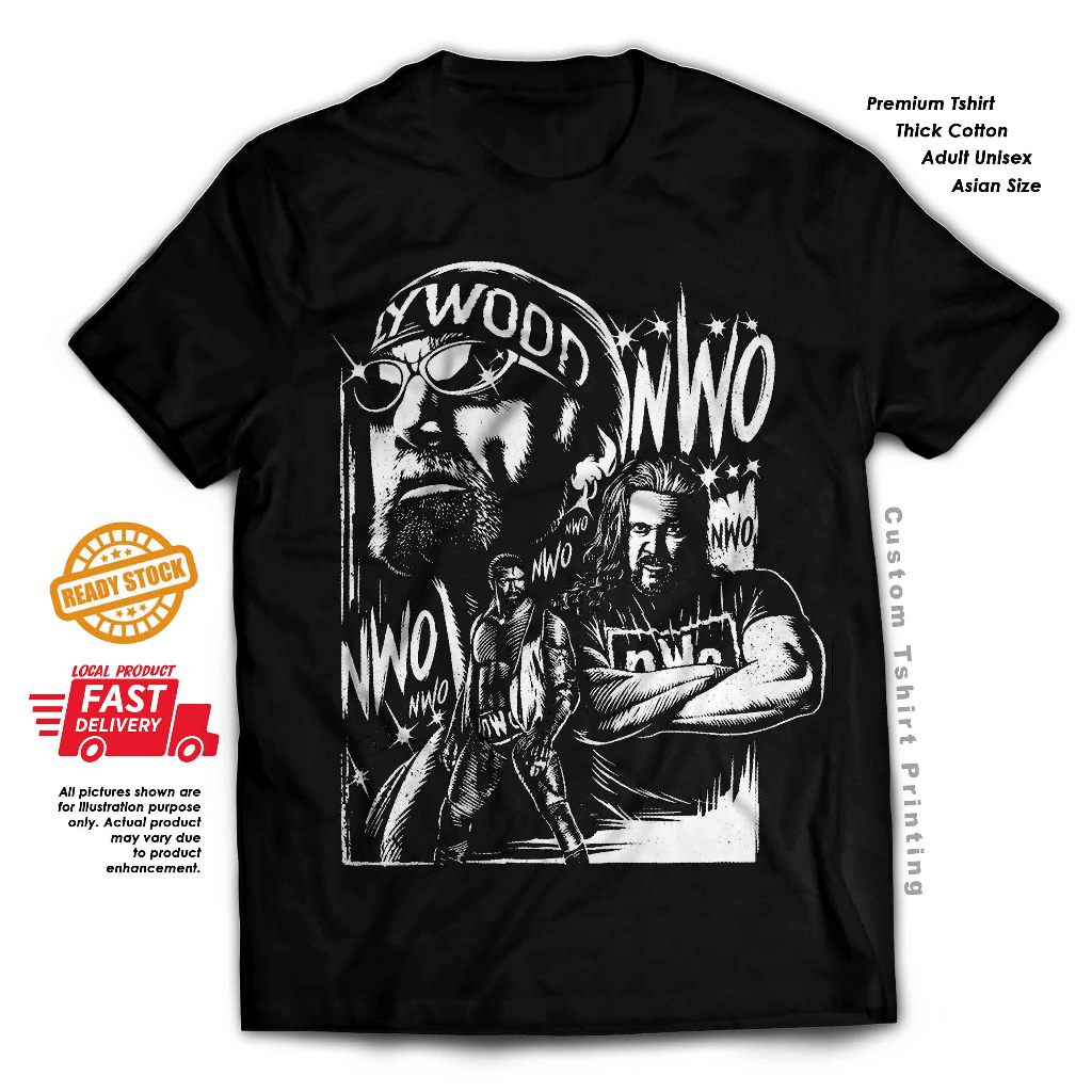 Classic retro WWCW NWO new world order HULK HOGAN 90s wwe เสื้อยืดผ้าฝ้ายมวยปล้ํา