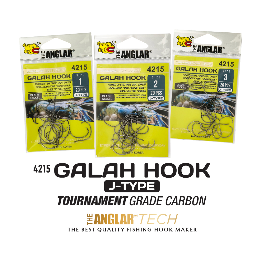 THE ANGLAR - WIDE GAP J-TYPE INLINE CIRCLE 4215 GALAH HOOKS PRAWN FISHING