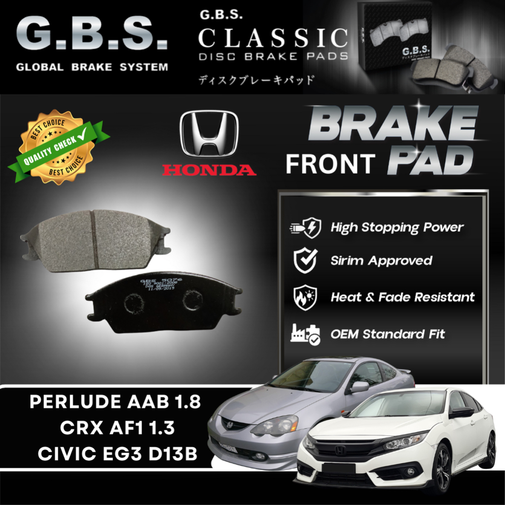 Honda Prelude AAB 1.8 1983-1987 CRX AF1 1.3 1983-1987 Civic EG3 D13B 1.3 1991-1995 FRONT GBS Classic