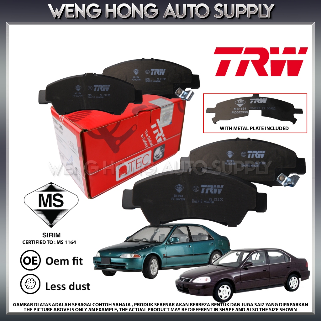 Honda Civic EG SR4 , EJ EK SO4 VTEC ผ้าเบรคหน้า/หลัง Trw ผ้าเบรค