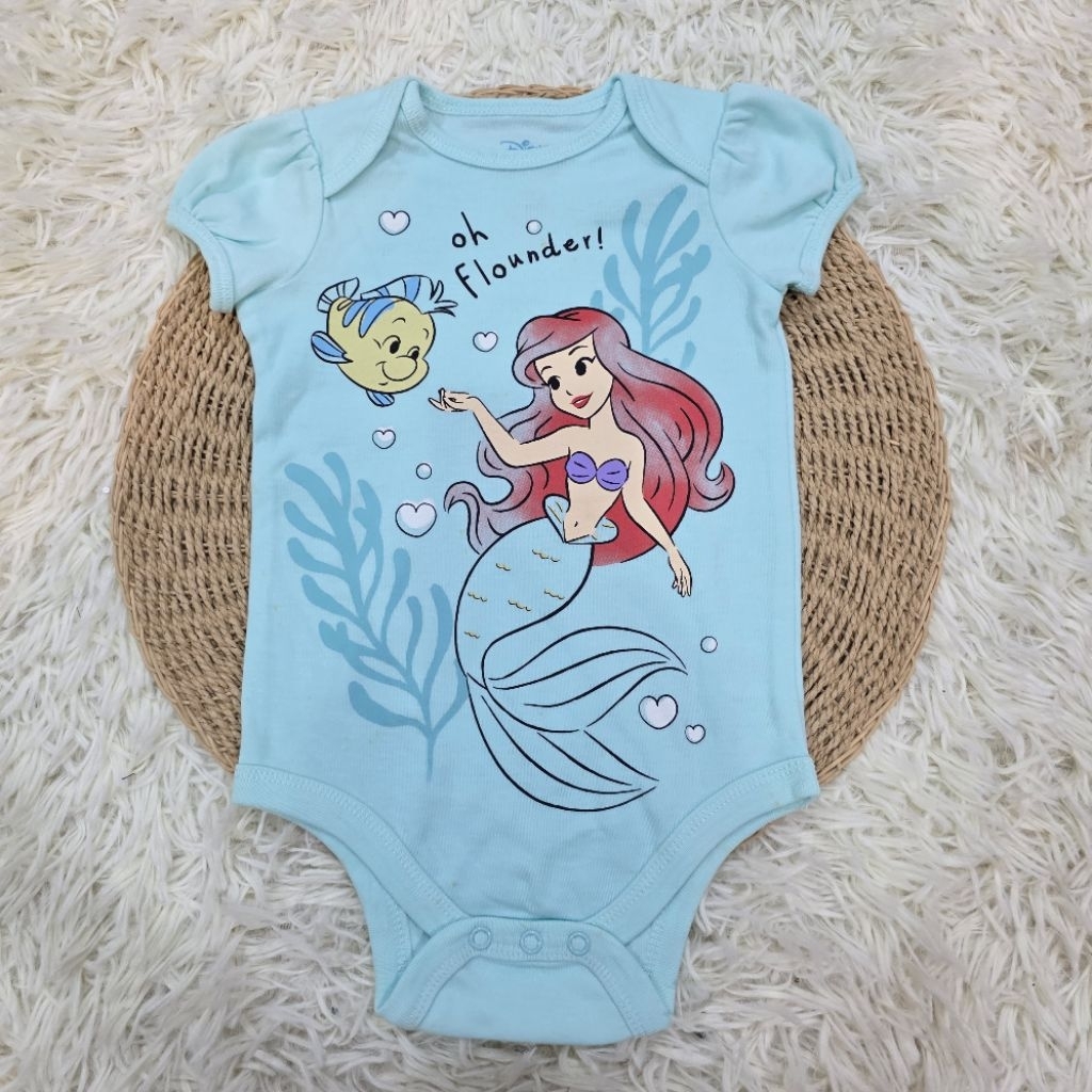 เด็กทารกเด็กผู้หญิง Disney Romper ผ้าฝ้ายเจ้าหญิง Mermaid