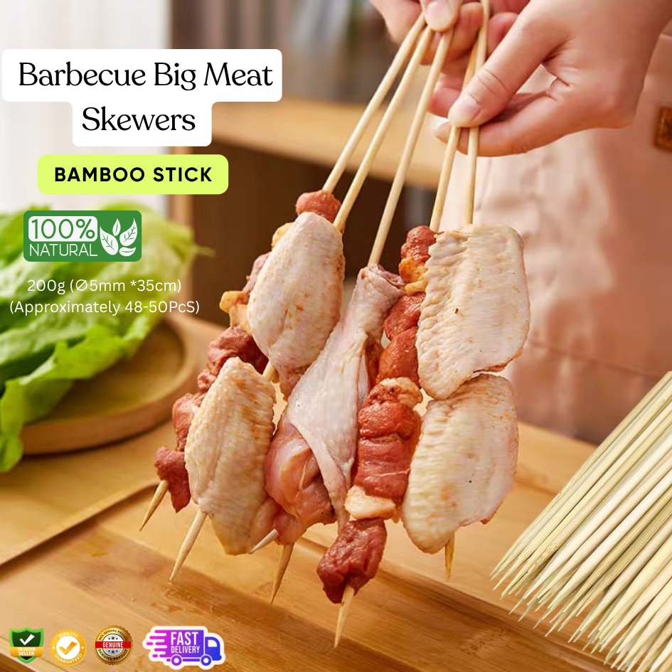 NATURAL BAMBOO BIG MEAT SKEWERS/BAMBOO STICK/SATAY STICK/POSABLE COMMERCIAL SMOOTH BAMBOO SKEWERS/5m