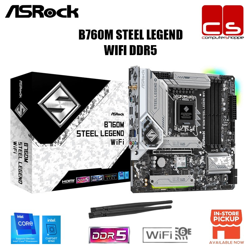 Asrock B760M Steel Legend DDR5 เมนบอร์ด Intel + Intel 14th Gen โปรเซสเซอร์ Combo