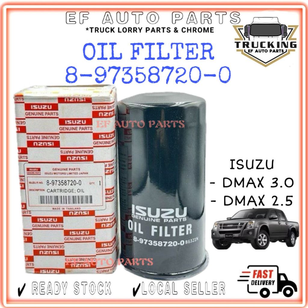 ISUZU D-MAX 4JJ1 4JK1 2500CC 3000CC TF85 TF86 2008-2012 กรองน้ํามัน 8-97358720-0 O8721 DMAX MINYAK H