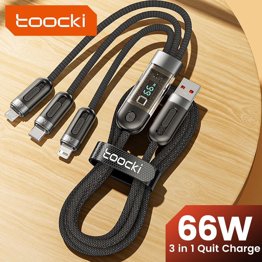 Toocki Ling Xi โปร่งใส 3-In-1 USB 66W 6A Super Data Cable