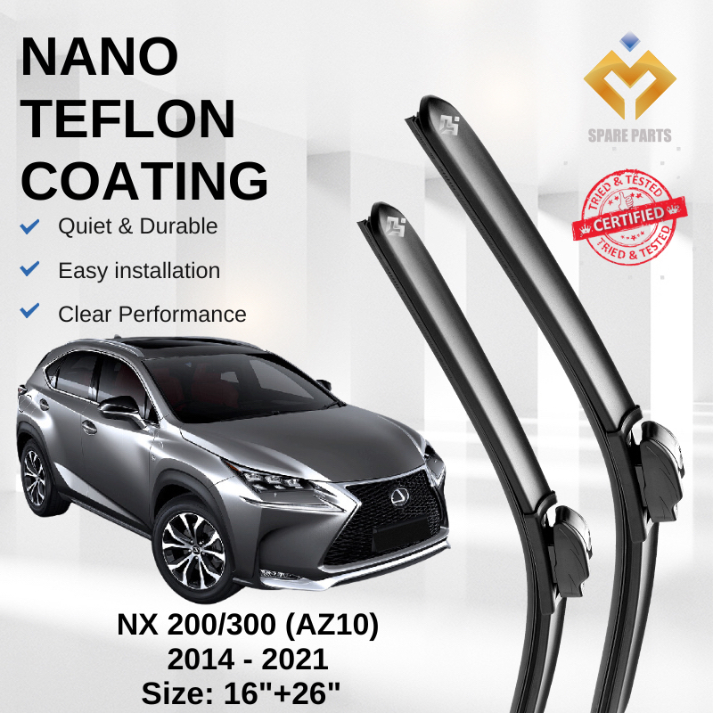 Lexus NX 200/300 AZ10 (2014-2021) Premium Japan Tech Car Wiper 16+26 Type 12 Clip, แถมฟรี ผ้าทําความ