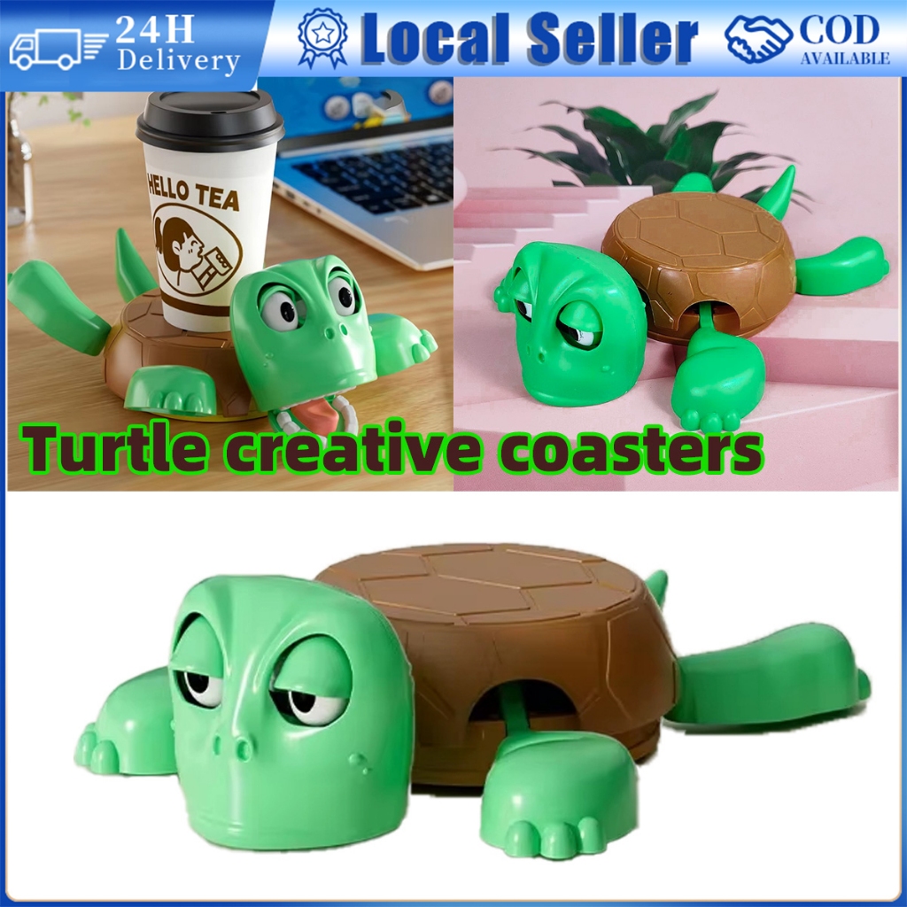Quirky Turtle Coaster Panicked Turtle Insulated Coaster 3D พิมพ์ PVC Turtle Coasters Expression เปลี