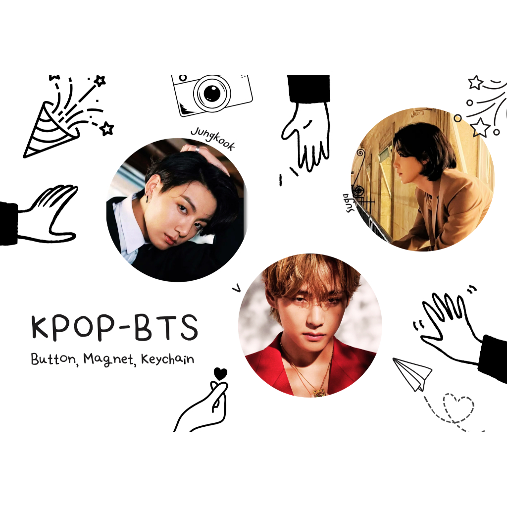 BTS, ป้ายกระดุม 58mm, Mylar Film หรือโฮโลแกรม