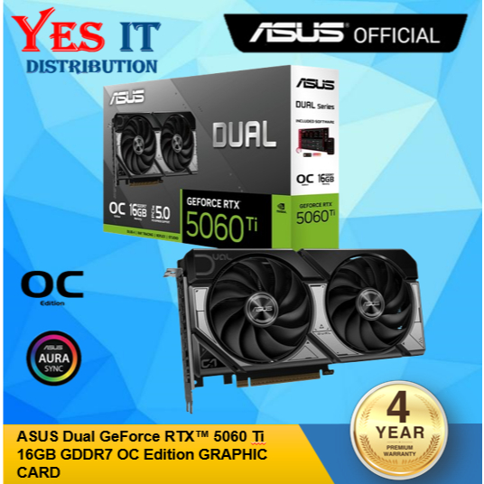กราฟิกการ์ด ASUS Dual GeForce RTX5060 OC 8GB/ RTX5060Ti 16GB OC DDR7 (REPLACE RTX4060)