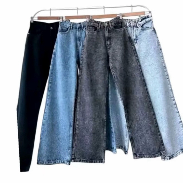 GIGI HADID กางเกงยีนส์ขากว้างกรดล้างไม่ตรงไซส์ 26 36 ชุด