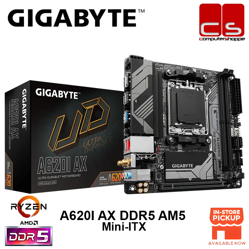 GIGABYTE A620I AX AM5 MINI-ITX MOTHERBOARD DDR5 +COMBO 7500F/7600X/7600/7700X/7700/7800X3D BULK PACK