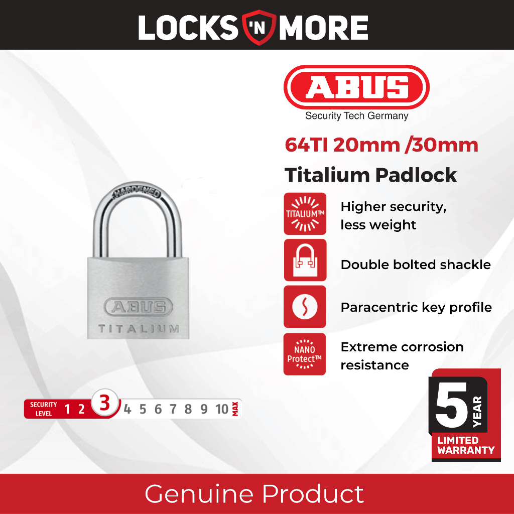 กุญแจ Abus 64TI 20 มม. 30 มม. พร้อมระบบคีย์ Aliked