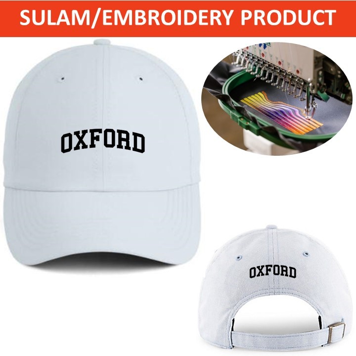 EMBROIDERY SULAM OXFORD UK UNITED KINGDOM WORDING โลโก้ BASEBALL 100% POLYESTER CAP ADJUSTABLE STRAP