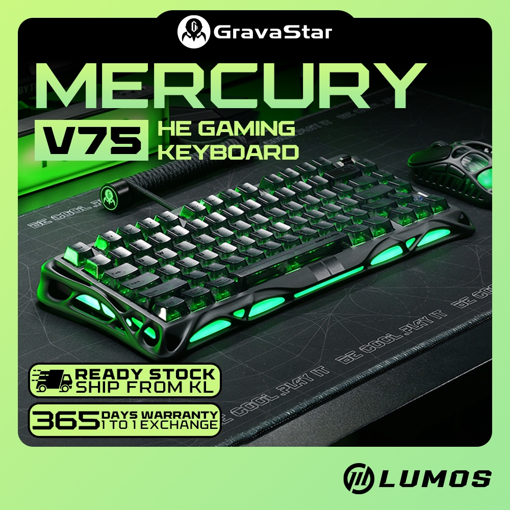 Gravastar Mercury V75 Stealth Black Mecha Grey HE Gaming Keyboard