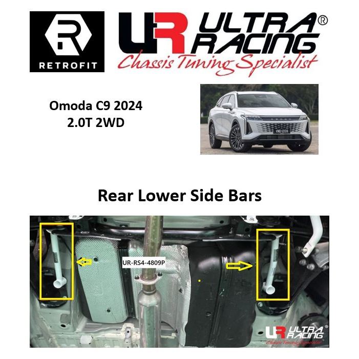 Omoda C9 2024 2.0T 2WD ด้านหลังด้านข้างล่าง 4 จุดรถ Safety Bar Ultra Racing RS4-4809P