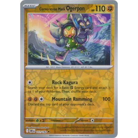 หน้ากาก Cornerstone Ogerpon - 111/182 FIGHT TYPE - POKEMON Destined Rivals Singles