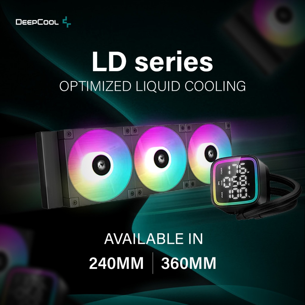 DeepCool LD Series ARGB CPU AIO Liquid Cooler พร้อมปั๊มรุ่นที่ 5 และหน้าจอ Status ดิจิตอล / LD240 / 