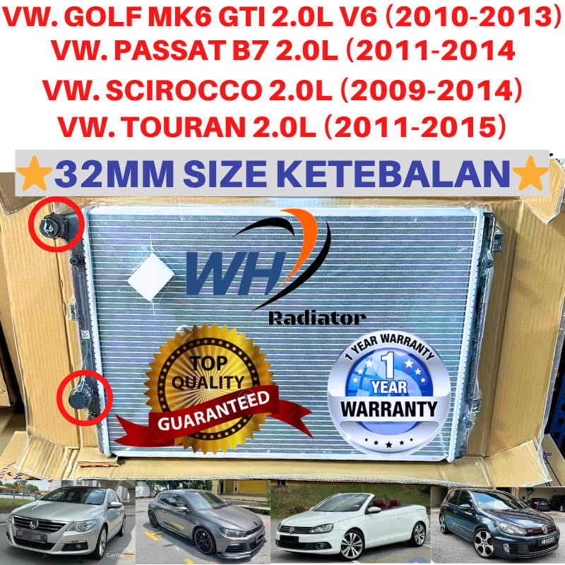 VOLKSWAGEN GOLF MK6 GTI 2.0L / PASSAT B7 1.8L 2.0L / SCIROCCO / TOURAN 2.0L (32mm) UPGRADED ขนาดหม้อ