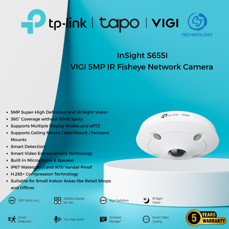 InSight S655I - กล้องเครือข่าย VIGI 5MP IR Fisheye