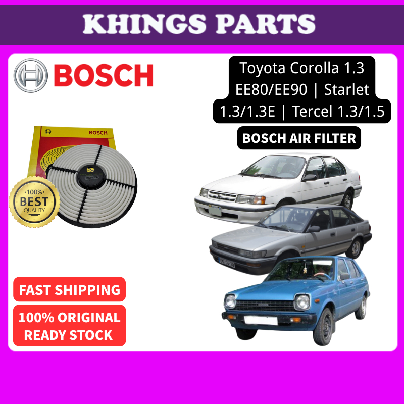 BOSCH กรองอากาศ Toyota Corolla 1.3 EE80/EE90 | สตาร์เล็ต 1.3/1.3E | เทอร์เซล 1.3/1.5 | บ๊อช