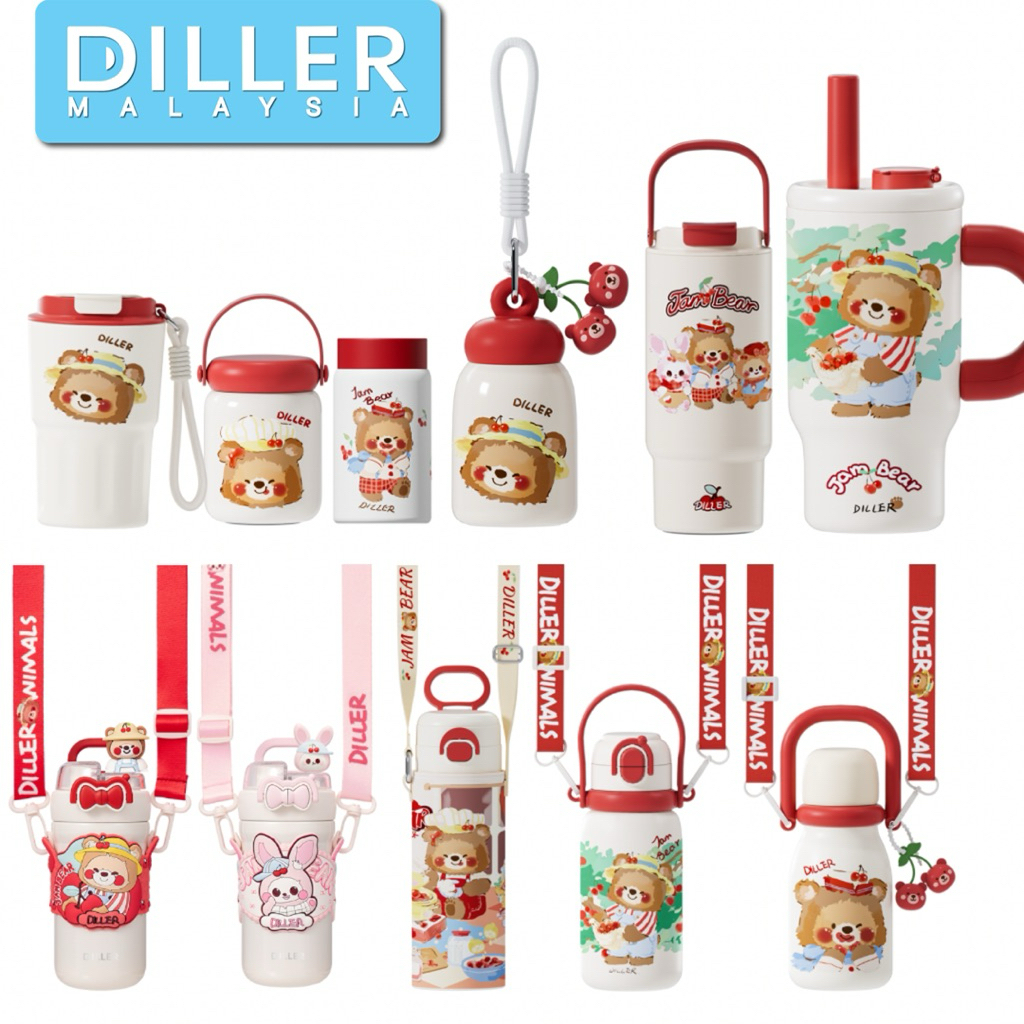 Diller Cherry Bear Thermo Tumble Bottle Flask BPA free Keep Hot Cold D03