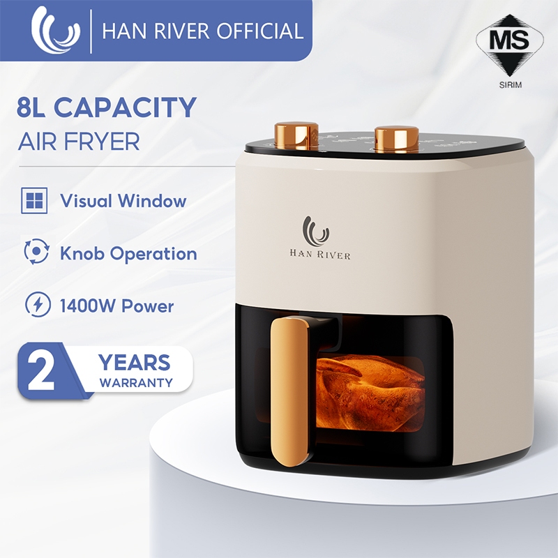 HAN RIVER Air Fryer 8L 1400W เคลือบไม่ติด Visual Window Oil ฟรีไร้ควันมัลติฟังก์ชั่น