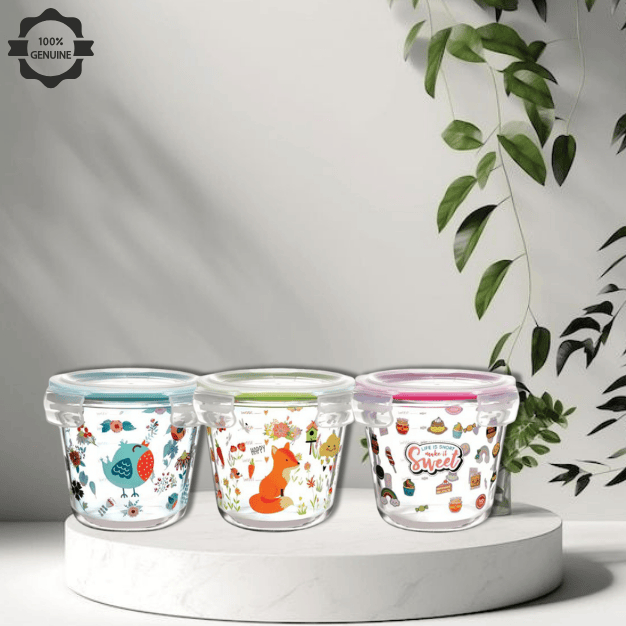 Ikoo ภาชนะแก้ว 700ml เตาอบ/ไมโครเวฟ/เครื่องล้างจานปลอดภัย/ความจุ Kaca Comel 700ml แก้วน่ารัก