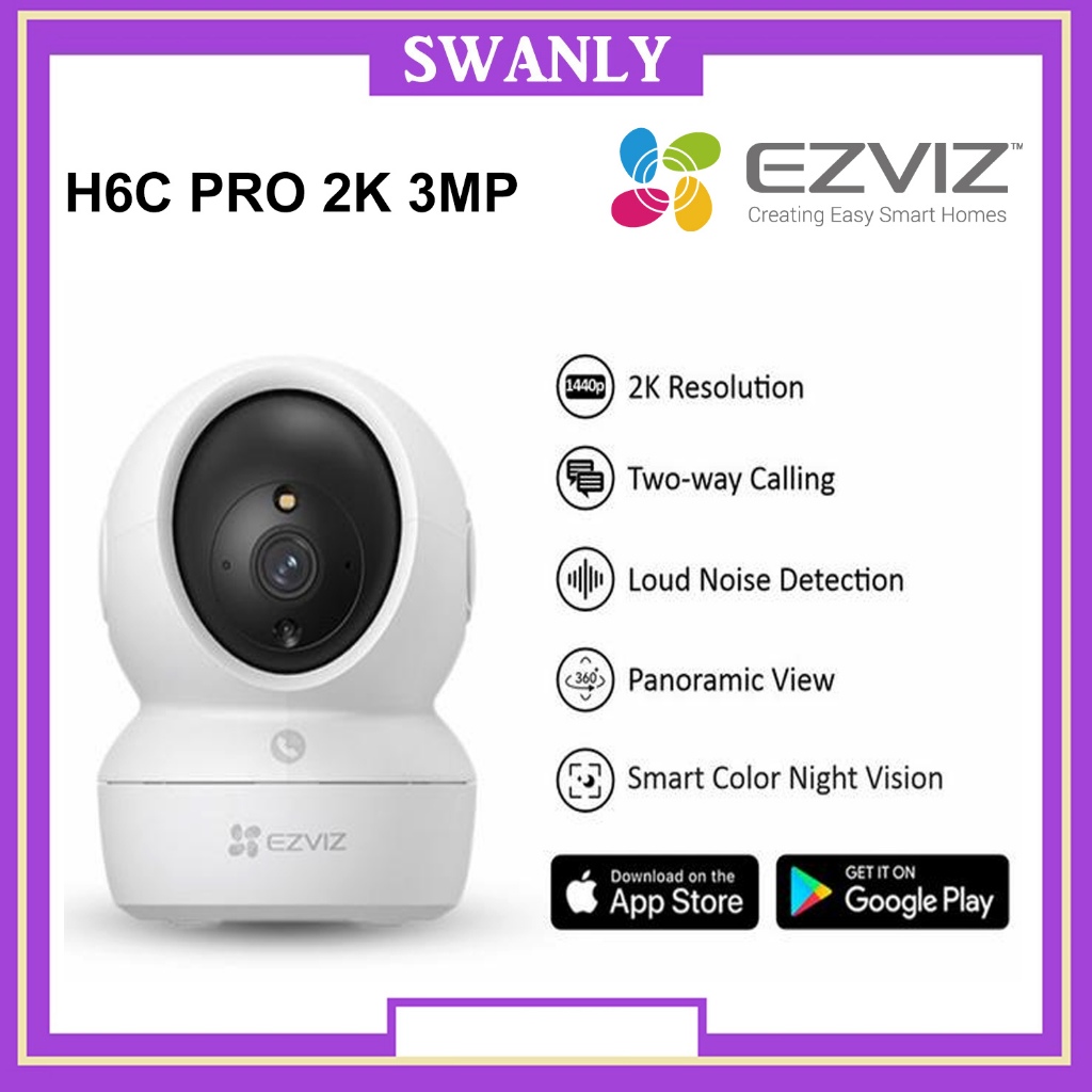 EZVIZ H6c Pro 2K 3MP Type C กล้อง Pan & Tilt WiFi