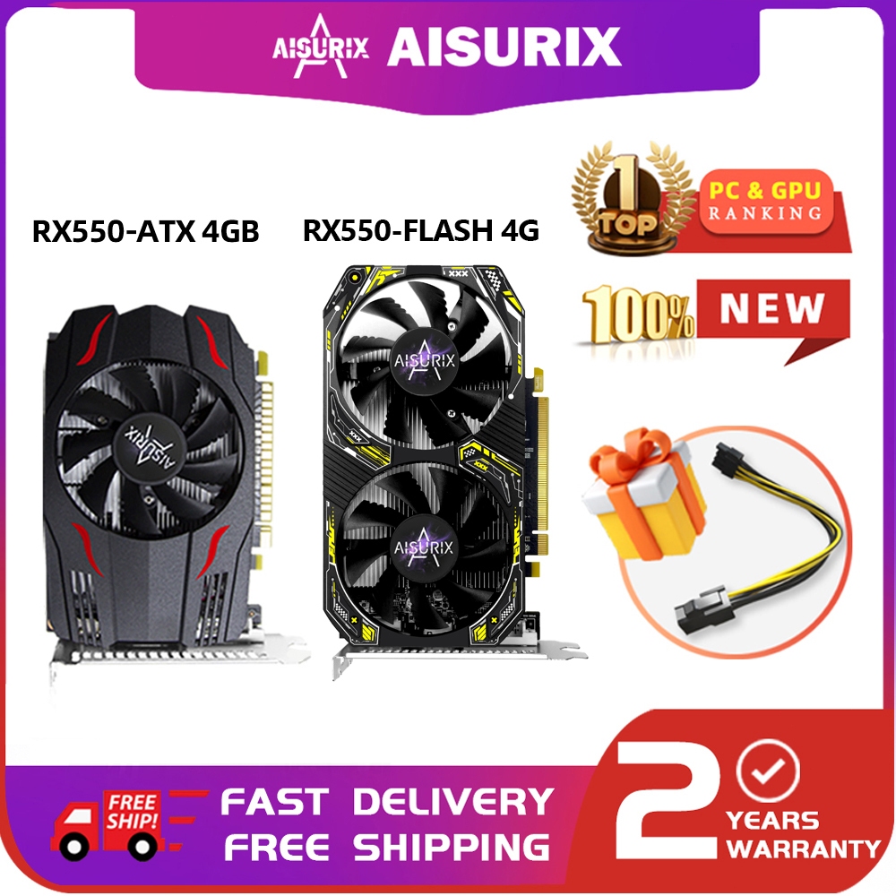 AISURIX RX550 4GB กราฟิกการ์ด SFF คอมพิวเตอร์ GPU GDDR5 AMD การ์ดทํางานสํานักงาน