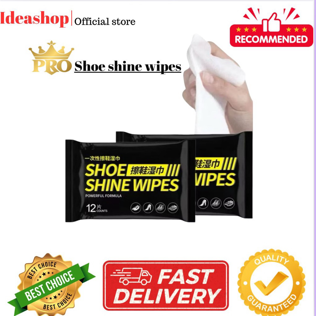 Ideashop ทําความสะอาดรองเท้าทิชชู่เปียกแบบใช้แล้วทิ้ง Quick Shine Wipes รองเท้าสีขาว