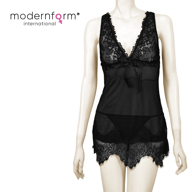 Modernform (2272) ชุดราตรีคอวีผู้หญิง Lingerine ชุดนอนเซ็กซี่ Lingerine ลูกไม้จีสตริง