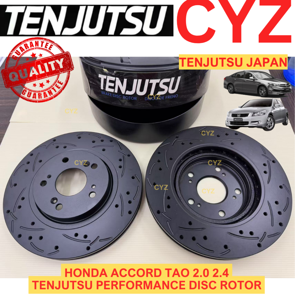 (1 PAIR) Tenjutsu ญี่ปุ่น HONDA ACCORD TAO 2.0 2.4 08Y RB1 RB2 RB3 ODY Sport Disc Rotor Slotted เจาะ
