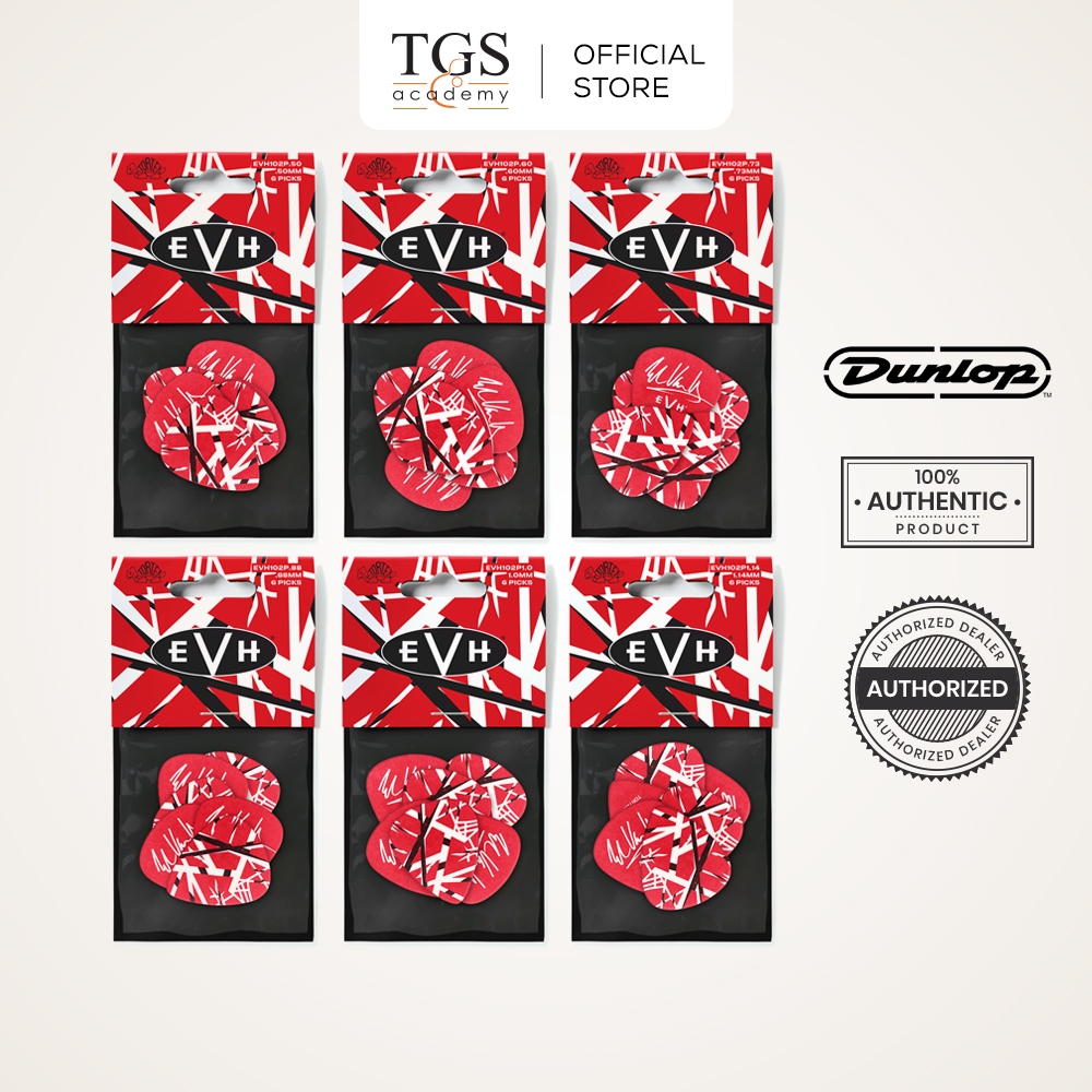 Jim Dunlop EVH102P Tortex Frankenstein Eddie Van Halen Guitar Picks (0.50mm - 1.14mm) - 6 ชิ้น/แพ็ค