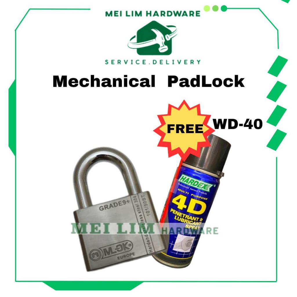 กุญแจล็อคกลไก 50 มม. SUS 304 กุญแจสําหรับงานหนัก + ฟรี WD-4D 1TIN