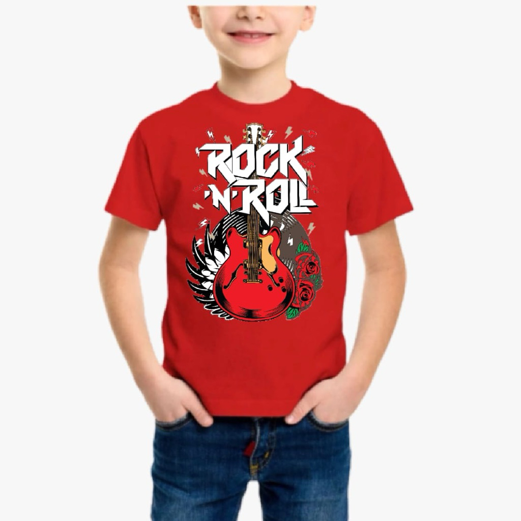 สินค้ามาใหม่ BAJU BUDAK ROCK & ROLL GUITER UNISEX KIDS เสื้อยืด 100%COTTON 190GSM คุณภาพระดับพรีเมีย