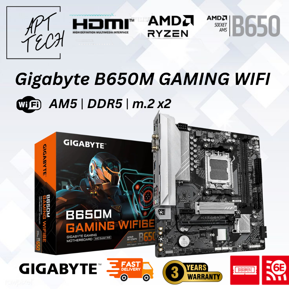 Gigabyte B650 Gaming WIFI6E AM5 เมนบอร์ดสําหรับเล่นเกม ComboDeal AMD ryzen5 7500F,7600,7600X,7800X3D