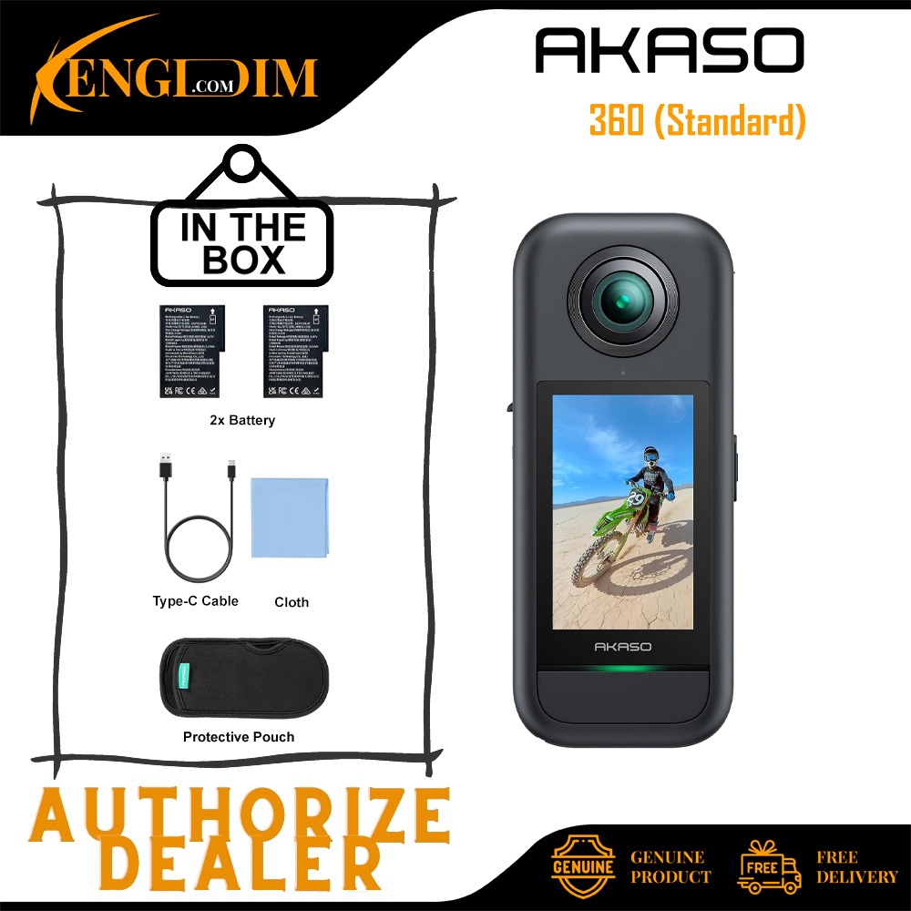กล้องแอคชั่นแคมเมรา AKASO 360 | วิดีโอ 5.7K 360 | ภาพ 72MP 360 | เซ็นเซอร์ 48MP คู่ 1/2"