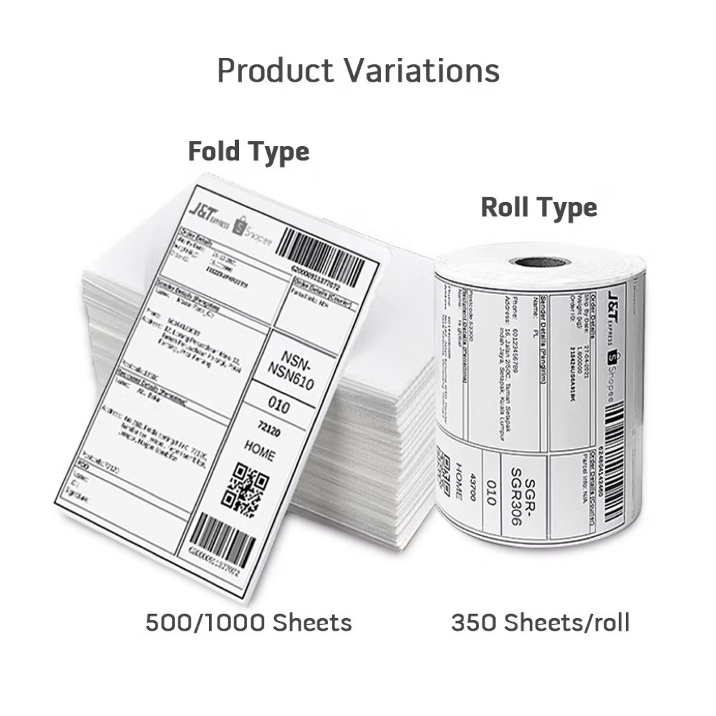 A6 THERMAL STICKER PREMIUM 350 500 1000 2000 ชิ้น FOLD